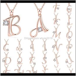 Necklaces & Pendants Jewellery Drop Delivery 2021 Sainio Charm A-Z Letter Cubic Zirconia Pendant Creative Alphabet Rose Gold Necklace For Women