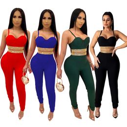 Winter Women sets Strap Crop Top Pants Suits Solid Sexy Backless Tracksuits Hot Drilling Two Piece Suit Fashion Sheath GL2793 Y0625