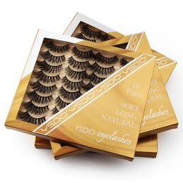 16 Pairs 3D Mink False Fake Eyelashes Extension Synthetic Hair Crisscross Eye Lashes Thick Lahs in 10 Editions SDSP014