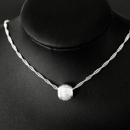 Silver Color Frosted Ball Charm Necklace for Women Clavicle Chain Fashion Accessories Necklaces