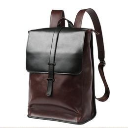 Vintage Laptop Leather Backpacks for School Bags Men PU Travel Leisure Backbag Casual Schoolbags Teenager Students
