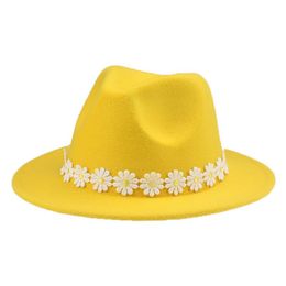 Wide Brim Hats Fedoras Women Cute Flowers Solid Parent-kids 52cm 58cm For White Black Fashionable Panama Hat Sombreros De Mujer