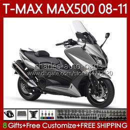 Motorcycle Body For YAMAHA T-MAX500 TMAX-500 MAX-500 T 08-11 Bodywork 107No.7 TMAX MAX 500 TMAX500 MAX500 Silvery grey 08 09 10 11 XP500 2008 2009 2010 2011 Fairings