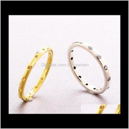 Band Rings Jewellery S925 Sterling Set With Glass Sier Ring Simple Fashion For Women Men Valentine Day Gifts Drop Delivery 2021 Cm9Tk