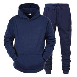 Men Sports Wear Tracksuits Hoodie Suit Autumn Winter Men Two Pieces Sets Oversized Hooded Streetwear Outfits G1222