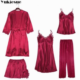 home clothes suit set 5 pieces Pyjamas women pijama womens pyjamas sexy ladies pijamas sleepwear homewear lingerie nightwear 210608