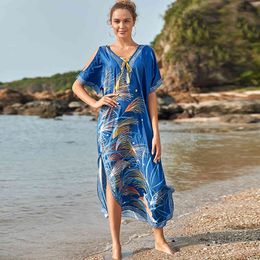 Bikini Cover Up Tassel Beach Tunic Summer Pareo Bathing Suit Dress wear Q904 210420