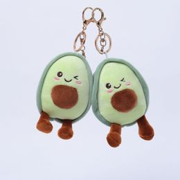 10PCS 10cm Avocado Smiley Bag Plush Mini Pendant Keychain Doll Ring Toy