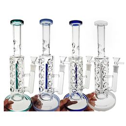 11 Inch Colorful Glass Bong Hookahs Straight Tube Inline Perc Oil Dab Rigs Fab Egg 14mm Female Joint Water Pipes With Bowl WP2161