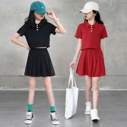 JK School Uniform Girl Set 2021 New Summer Kids Clothes Set Tee and Skirt Pants Toddler Children Set Teen Suit Knit Cotton,#6271 Q0716