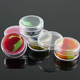 Vaporizer oil non stick silicone container clear 3ml plastic dab wax storage jar shatter glass water pipes acrylic silicon jars DH8557