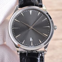 New Ultra-thin Master 1288420 9015 Movement Automatic Mens Watch 40mm Q1288420 Sapphire Grey Dial Gents Fashion Watches Black Leather Strap 7 Colours