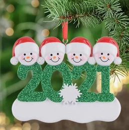 2021 Resin Personalised Snowman Family of 4 Christmas Tree Ornament Custom Gift for Mom, Dad, Kid, Grandma Pendant