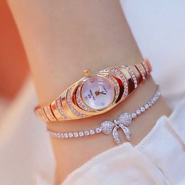 Mulheres com pulseira moda casual feminino relógio de pulso diamante rosa ouro senhoras relógios pequeno dial quartzo relógio de pulso 210527