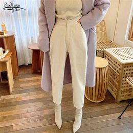 Women Harem Jeans Pants Fashion High Waist Loose White Denim Female Buttons Trousers Spring Streetwear Pantalon 10391 210521