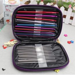 100sets/lot 22pcs Aluminium Crochet Hooks Needles Knit Weave Stitches Knitting Craft Case