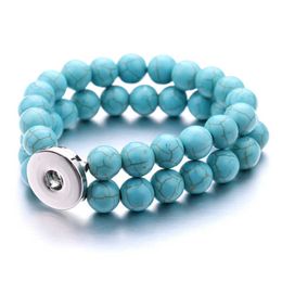 Stone Handmade Adjustable Snap Button Bracelet Xh330 (fit 18mm 20mm Snap) Q0719