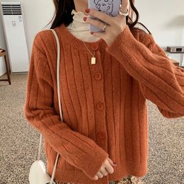 Short Knitted Cardigan Women's Autumn and Winter cardigan Loose Sweet knitted Thin Sweater Coat for women 210420