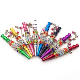 2021 Handmade Bling Blunt Holder Smoking pipe Tool metal Hookah Mouthpiece Mouth Tips Pendant Shisha Philtre Jewellery with diamond