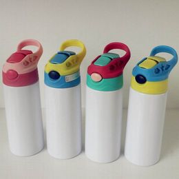 Stainless Steel Water Bottle With Straw 12 OZ 350ML 5 Styles Sublimation Kids Sippy Cup Blank Vacuum Flask Home Supplies