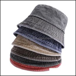 Stingy Brim Hats & Caps Hats, Scarves Gloves Fashion Aessories 2021 Spring Summer Washed Cotton Bucket Hat For Men Women High Quality Solid