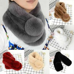 Winter Faux Fur Collar Coat Luxury Women Scarf Warm Soft Shawl Hood Fur Decoration for Jackets Multi Color Female Fur Scarves H0923