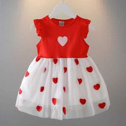 2021 Girls Dresses Summer Princess Dress Sleeveless Cotton Towel embroidered heart Girls Clothes Party Dress 2 3 4 5 6 years Q0716
