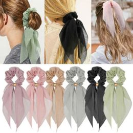Women's Stretch Ponytail Scarf Bow Rope Tie Cloth Headband Ribbon Elastic Rubber Hairbands Headwear Fashion Hair Accessories