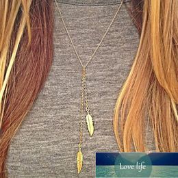 Romantic Simple Two Leaf Choker Necklace For Women Elegant Gold Long Chain Pendant Jewellery Fashion Lady Wedding Party Gifts  Factory price expert design Quality