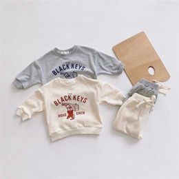 born Baby Clothing Sets Boys Cartoon Long Sleeve Sweatshirt Tops Toddler Kids Girls Harem Pants Suit Children Clothes Set 211025