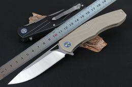 1Pcs 2 Handles Colours Flipper Folding Knife D2 Stone Wash + Satin Blade G10 Handle Ball Bearing EDC Pocket Knives