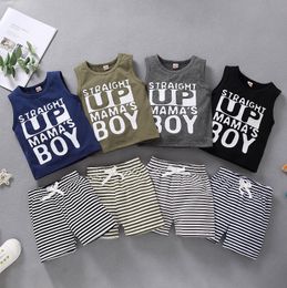 Baby Clothings Set Vest letter Shorts Sleeve Sweatshirt + stripe short Pants 2PCS/Set Boutique Kids suits ZYY902