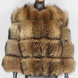 FURBELIEVE Natural Raccoon Fur Winter Jacket Women Big Fluffy Real Coat Thick Warm Outerwear Streetwear Removable Vest 211220