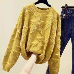 Spring And Autumn Net Red Lazy Sweater Women Loose Pullover Knitting Bottoming Shirt Long Sleeve Tide 210427