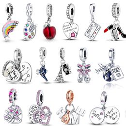 925 Sterling Silver Heart Charms Rainbow Travel Tower Charms Family Tree Charm Fit Pandora Bracelet For Women Jewelry Gift