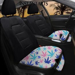 Car Seat Covers INSTANTARTS Jamaican Leaves Design Universal Auto Interior Protector Mat 2pcs/Set Easy Clean Front Cushion