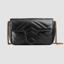 Top quality Marmont shoulder bag women gold chain Cross Body Bag Fashion Style female messenger handbags tote Ladies Mini purses Genuine Leather black wallet 16.5CM
