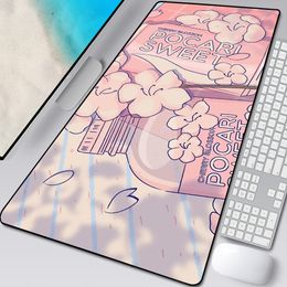 -Grande anime rosa Mousepad Gamer Carino Kawaii XXL Gaming Mouse Pad Gomma Otaku Blocco Blocco Big Big Fashion Laptop Taccuino per notebook