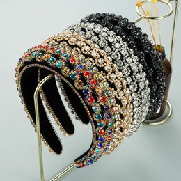 Baroque Full Crystal Rhinestone Headband Handmade Padded Hairbands For Women Tiara Wedding Jewelled Headwear Hair Accessories
