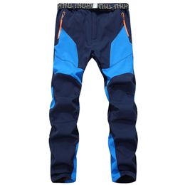 Winter Outwear Pants Men Thick Fleece Warm Waterproof Windbreaker Trousers Mens Trouser Soft Shell Sportswear Thermal 210715