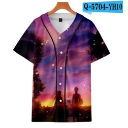 Man Summer Baseball Jersey Buttons T-shirts 3D Printed Streetwear Tees Shirts Hip Hop Clothes Good Quality 060