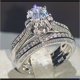 Rings Jewelryinfinity Brand Unique Luxury Jewellery 925 Sterling Sier Round Shape White Topaz Cz Diamond Sona Women Wedding Bridal Band Ring Se
