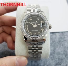 Women Diamonds Ring Watch 31mm Date Girl Sapphire Glass Wristwatch Automatic Mechanical Movement watches 316L stainless steel strap