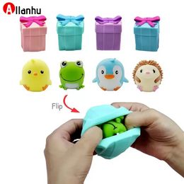 NEW! New Fidget Toys Flip Gift Box Cute Pet Pinch Animal Silicone Toy Expression Emotional Silicone Decompression To Adult Kid Toy for Party Favour