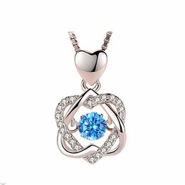 Crystal Womens Necklaces Pendant Silver Plated Platinum Love smart Heart Valentine's gold