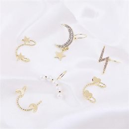 Fashion Gold Color Pearl CZ ZIrcon Ear Cuffs Heart Moon Clip Earrings for Women No Hole Piercing Earring Accessories 10 Designs