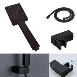 Matte Black Handheld Shower Head Set With Bracket /Hose Wall mounted Shower Holder with Hose Connector Set H1209