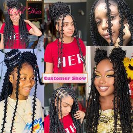 18Inch Goddess Butterfly Box Braids Soft Crochet Hair Synthetic Braing Hair Pre Looped Locs Faux Twist Hair for Black Women