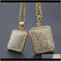 & Pendants Drop Delivery 2021 Mens Hip Hop Gold Fashion Jewellery Full Rhinestone Dog Tag Pendant Necklaces For Men Cuban Link Chain Necklace P