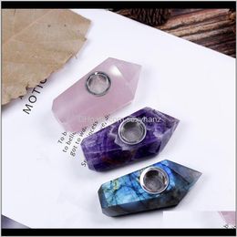 Rock 1Pc Natural Mini Pipe Rose Quartz Smoking Tube Amethyst Stone Crystal Point Wand Healing With Meta Qylzdq Xszwu Ic4Zn